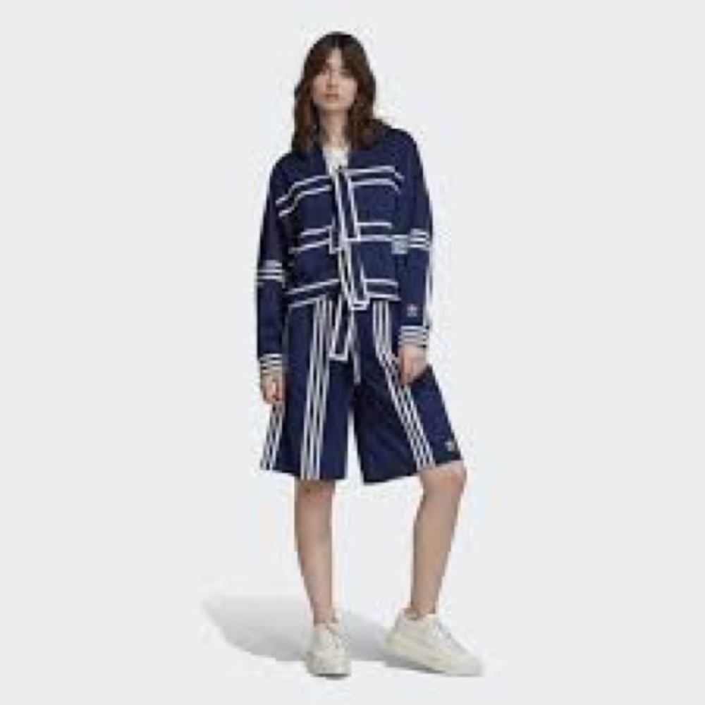 RARE Adidas x Ji Won Choi Blue and White Tie Front Top - Picture 3 of 11